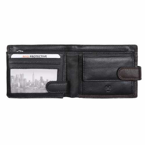 Men's wallet with zip in bill compartment, RFID