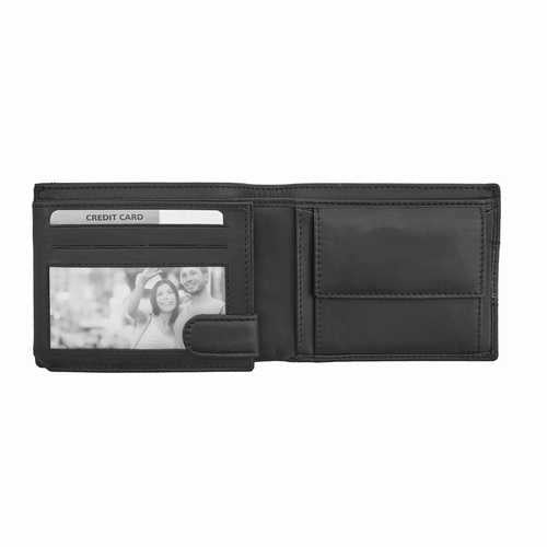 Men's wallet with zip pocket for notes, RFID