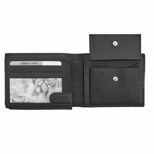 Men's wallet with zip pocket for notes, RFID
