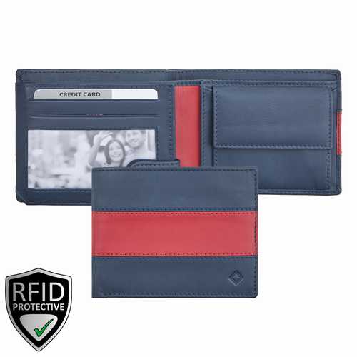Men's wallet with zip in coin compartment, RFID